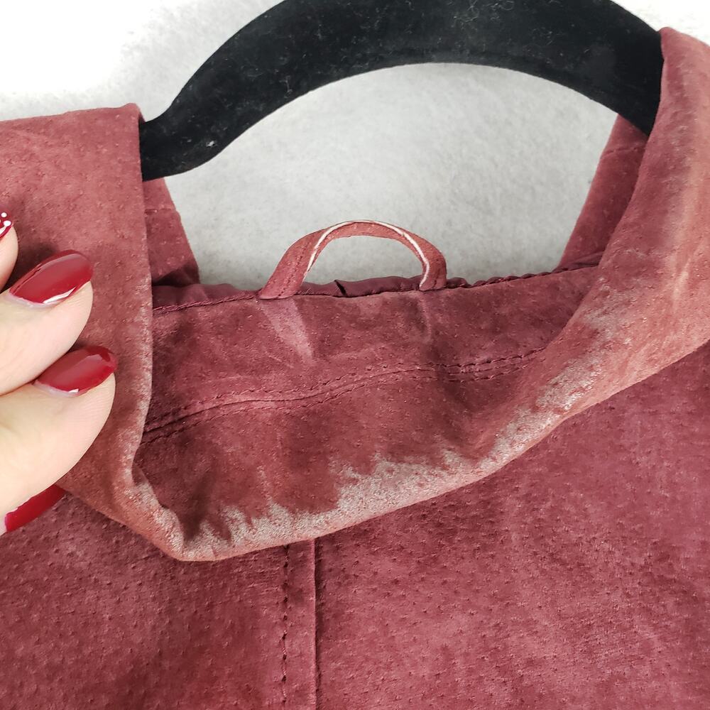 Style & Co Women's 14 Suede Leather Jacket Rusty Red Distressed‎ Western Boho - Picture 8 of 8